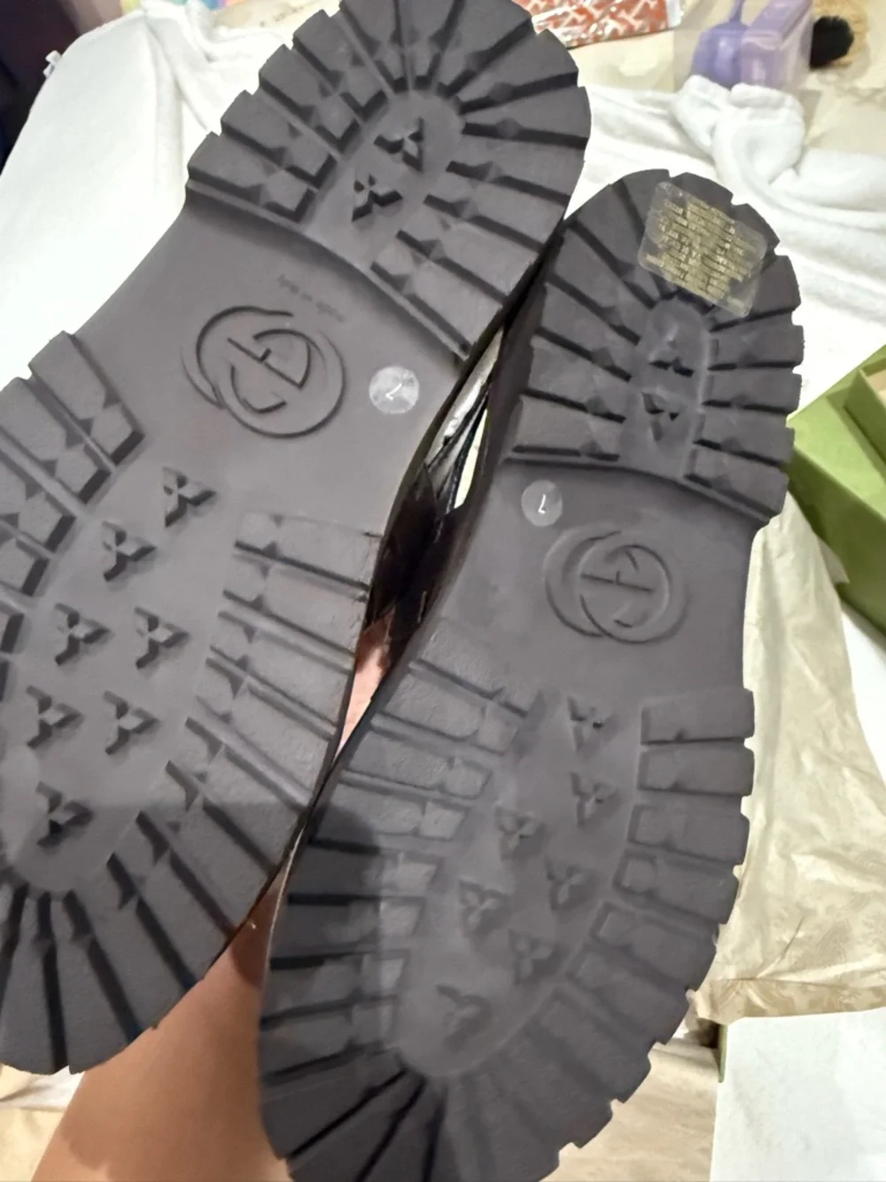 Gucci Dark Brown Leather Logo Buckle Sandals UK7